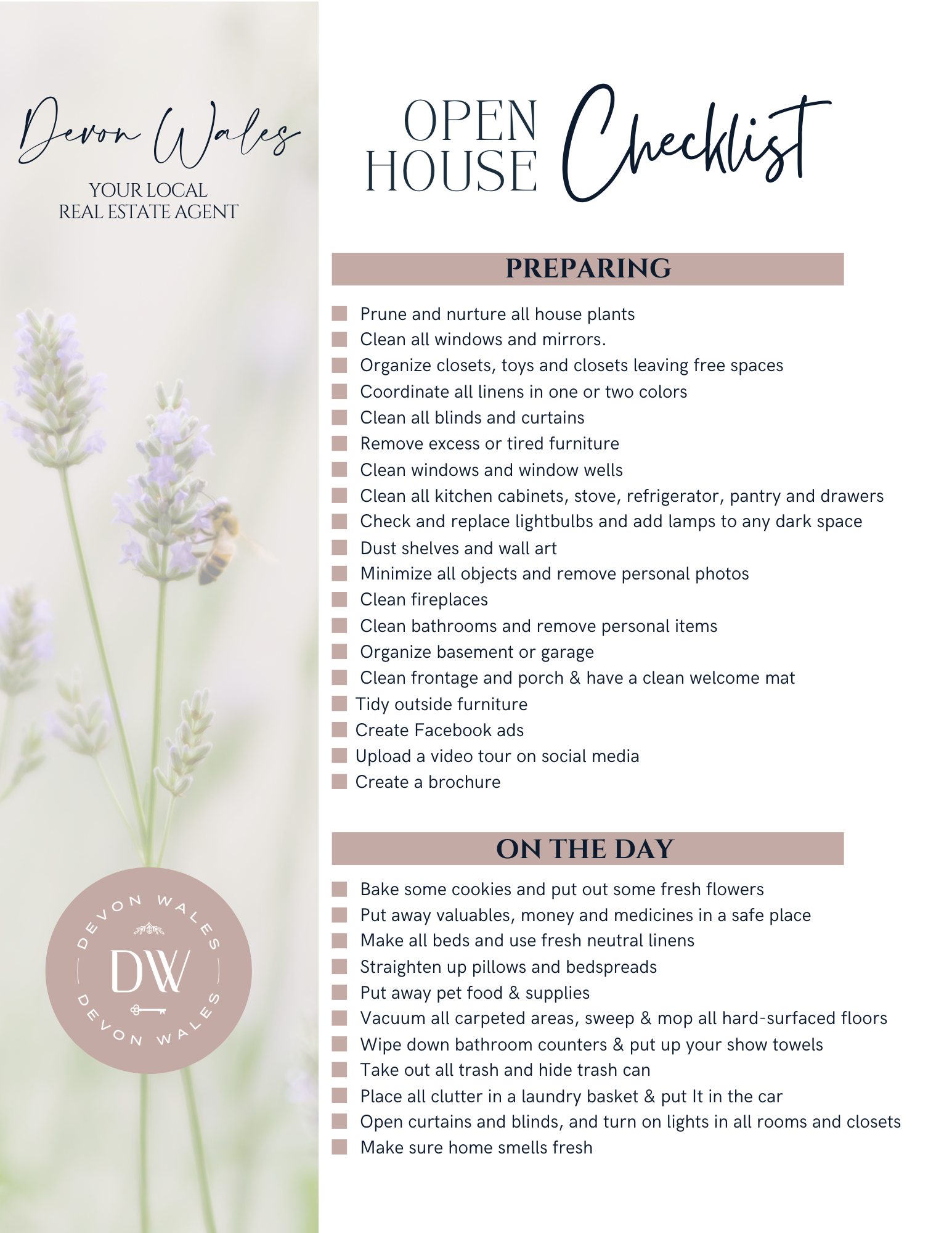 Open House Checklist Devon Wales